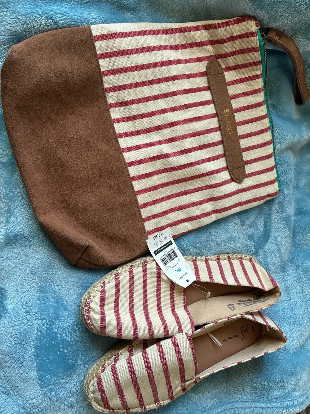 Brand new Striped Canvas Slip-On Espadrilles - Red & Cream w/ matching bag